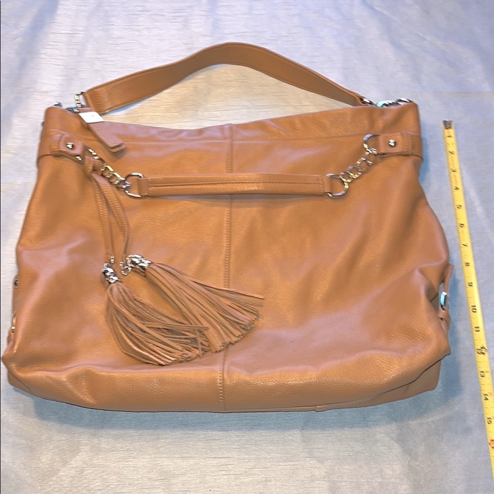 B-Collective by Buxton Elegant Tan Leather Large Hobo Shoulder Bag - Picture 16 of 16